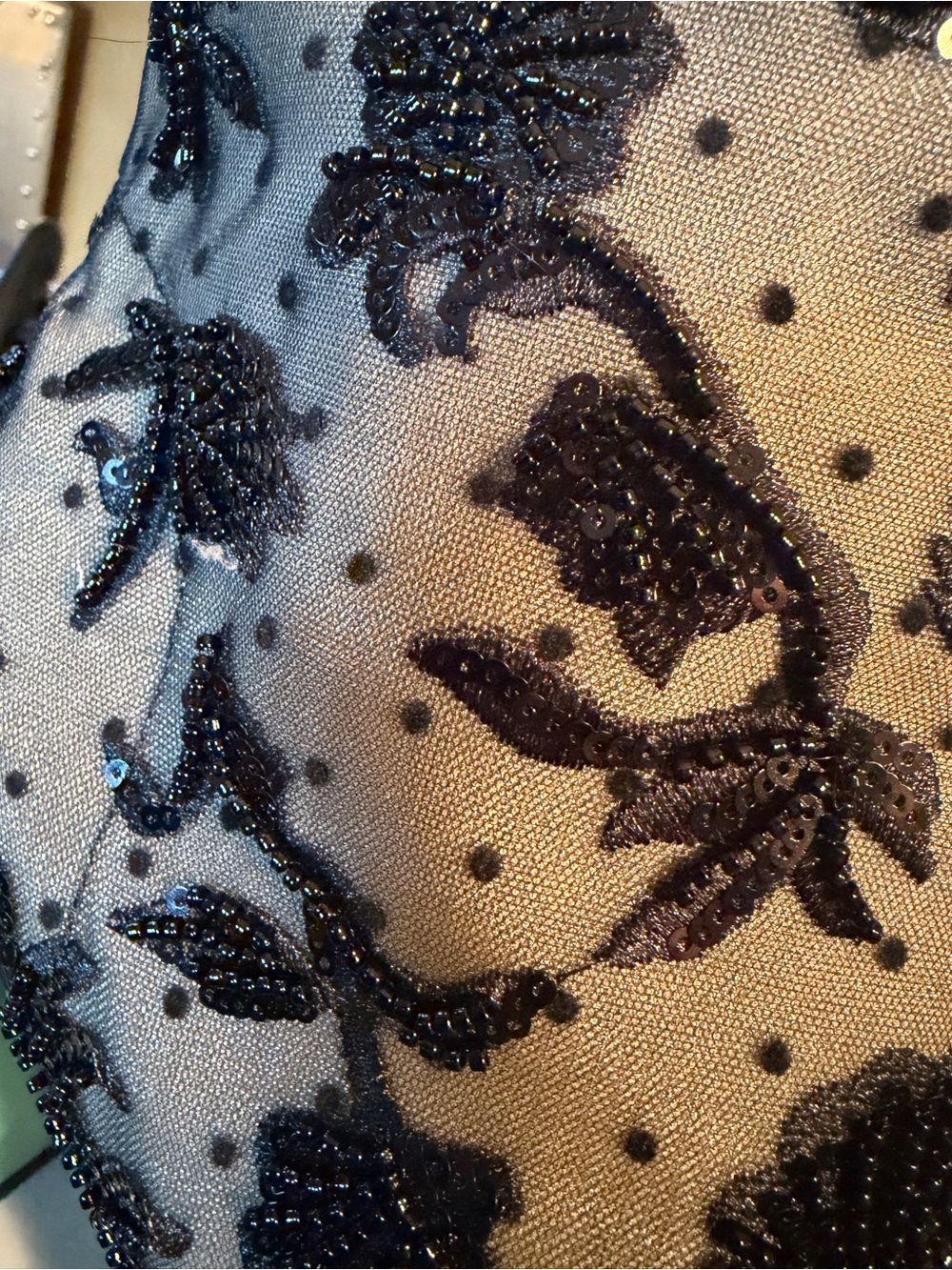 Betsey Johnson Black Beaded Floral Mesh Ankle Boots - Picture 6 of 10